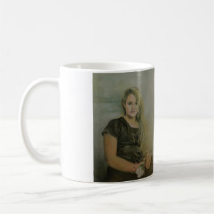 Café Retrato de uma jovem moça com uma caneca branca
