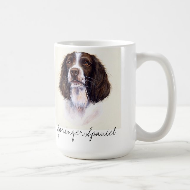 Café Retrato do cão do Spaniel de Springer na caneca do (Direita)