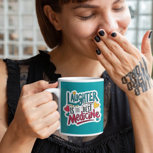 Café Rir É A Melhor Caneca De Medicina (Cheer yourself or someone else up with this, "Laughter is the best medicine" mug! )