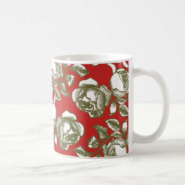 Café Rosa branco Dourado gravando na caneca vermelha de (Direita)