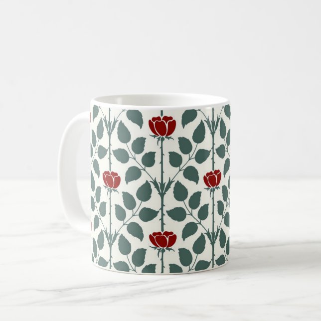 Café Rosa Briar de Voysey, caneca vermelha escura de ca (Frente Esquerda)