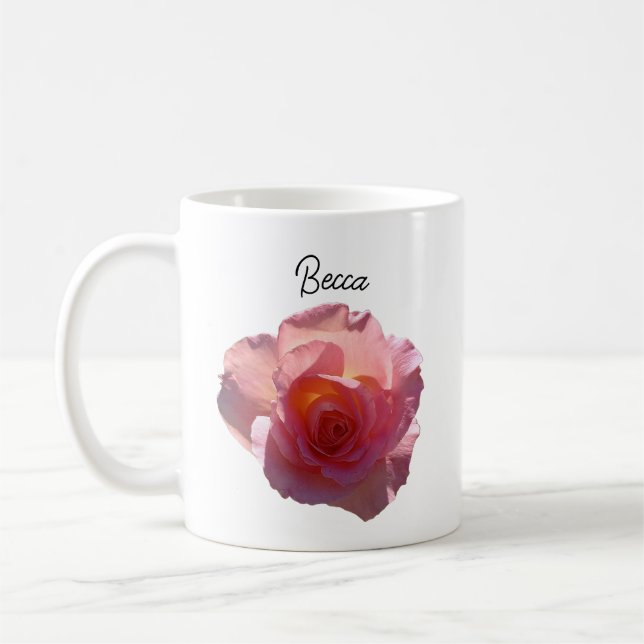 Café Rosa de chá rosa radiante, caneca personalizada (Esquerda)