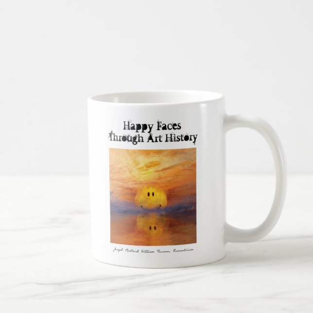 Café rostos felizes através da caneca de história da ar (Direita)