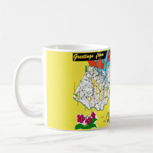 Café Saudações de Caneca com Mapa Antigo de Nova Jersey