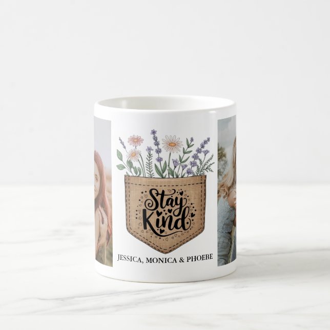 Café "Seja Gentil" Caneca de Foto Floral com Bolso (Centro)
