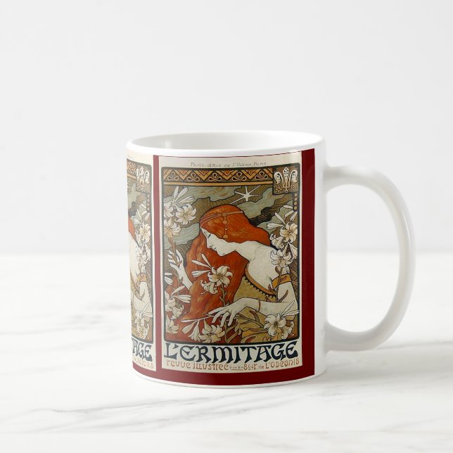 Café Senhora de Nouveau da arte & caneca dos lírios (Direita)
