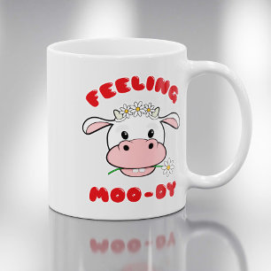 Café Sentindo-se Moo-di   Caneca com Citação de Vaca de