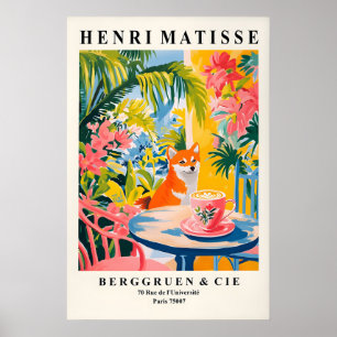 Café Shiba Inu Impressão Matisse Estilo Arte de Ca