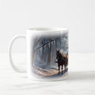 Café ❄️ Siga a Luz Carruagem de Inverno Caneca Panorâmi