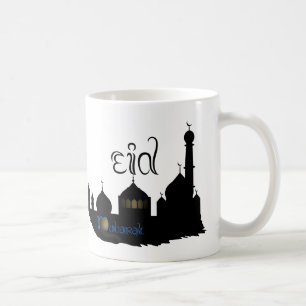 Café Silhueta da mesquita de Eid Mubarak - caneca