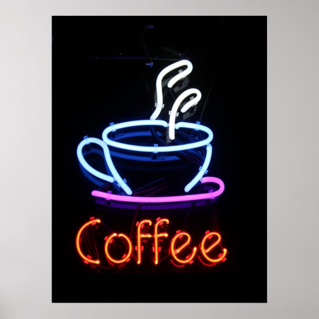 Café - Sinal de Neon Poster (Frente)