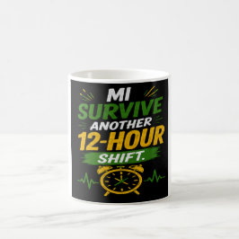 Café Sobrevivo ao Turno de 12 Horas Caneca Personalizad
