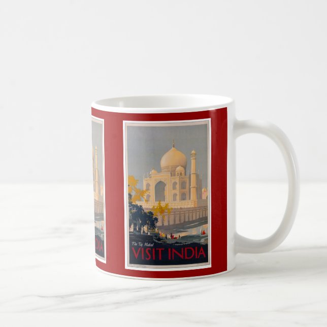 Café Taj caneca do poster de Mahal - India da visita (Direita)