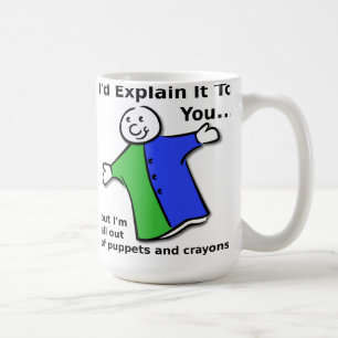 Café Títeres e Giz de Cera Caneca Divertida