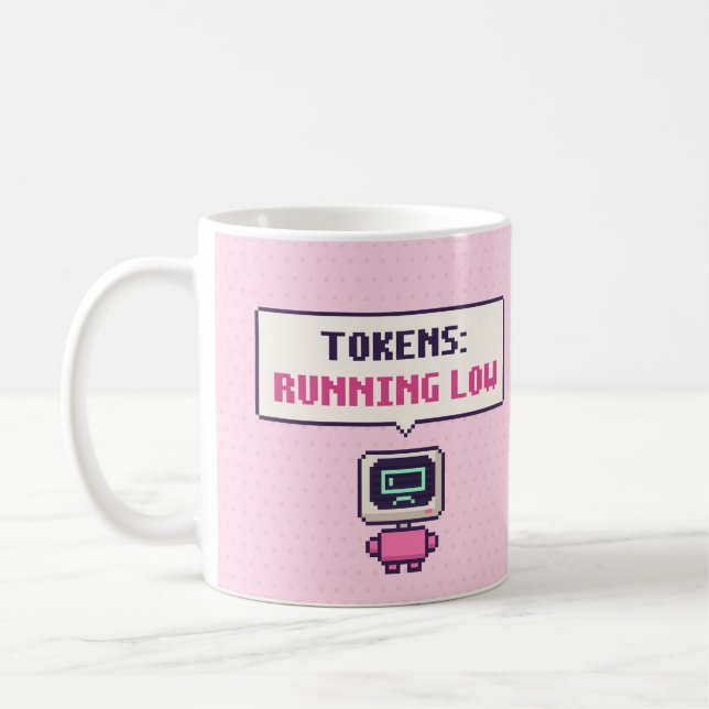 Café Tokens: Corridas Baixas Caneca de Pixel Engraçado  (Esquerda)