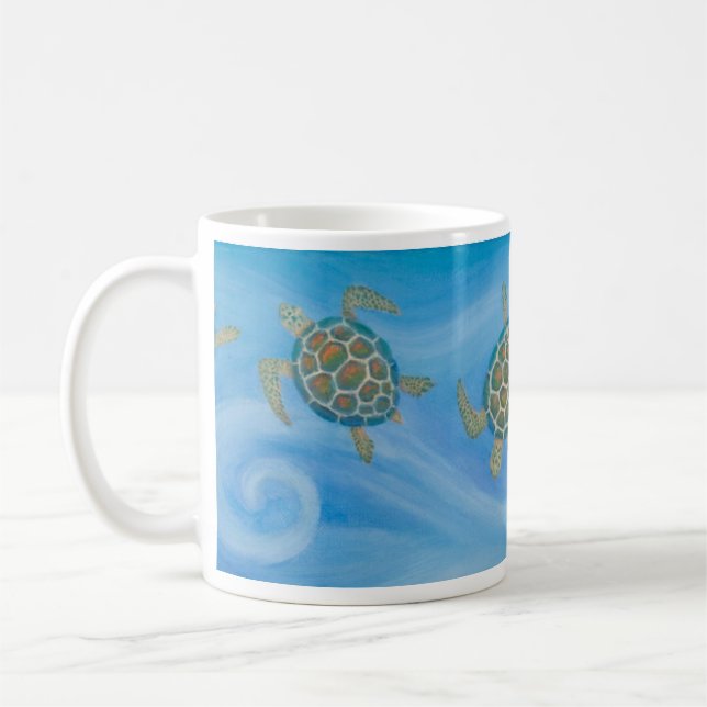 Café Trabalhos de arte das tartarugas de mar - caneca (Esquerda)