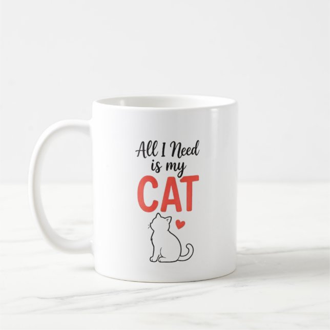 Café Tudo o que eu preciso é meu gato Projeto de caneca (Esquerda)