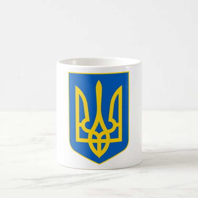 Café Ucraniano caneca azul & Dourado de Tryzub (Centro)