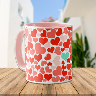 Café Um na caneca de milhão corações