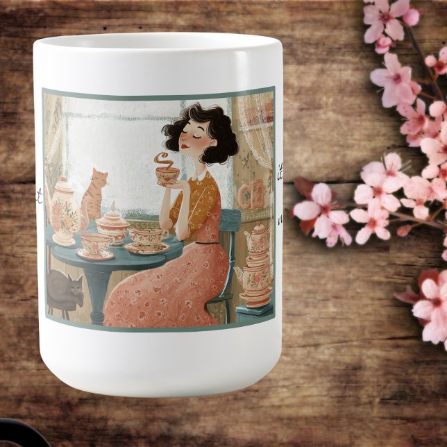 Café Uma caneca de amante de chá de humor caprichoso. (Center view)