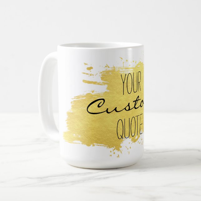 Café Uma caneca de asas de ouro personalizada. (Frente Esquerda)