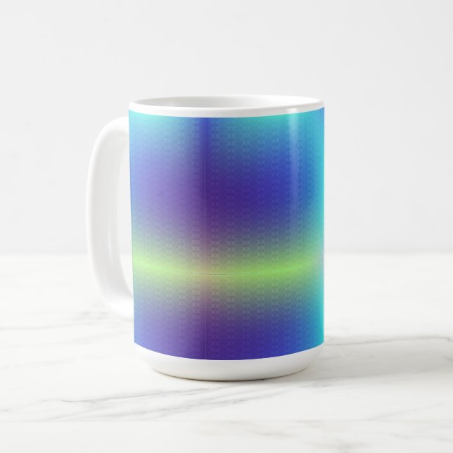 Café Uma caneca de cerâmica branca apresenta um gradien (Frente Esquerda)