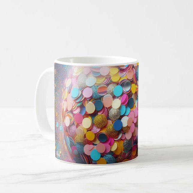 Café Uma caneca de confetti colorida! (Frente Esquerda)