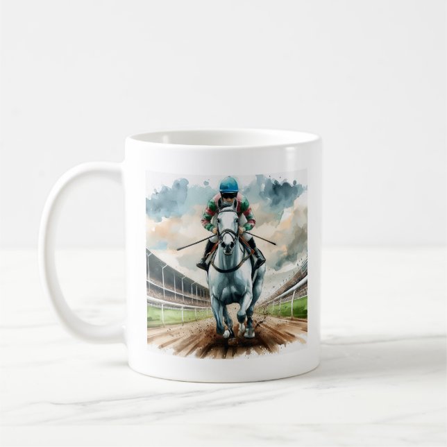 Café Uma caneca de corrida com um alongamento. (Esquerda)