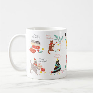 Café Uma caneca de Natal com o tema de um gato