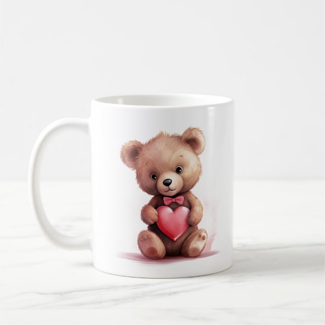 Café Urso de Teddy com Caneca Cardíaca (Esquerda)