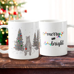 Café Urso e Árvore, caneca de Natal, Feliz e caneca Bri