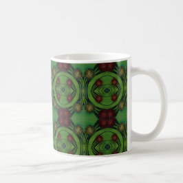 Café V2 Retro caneca de design verde e castanho dos ano