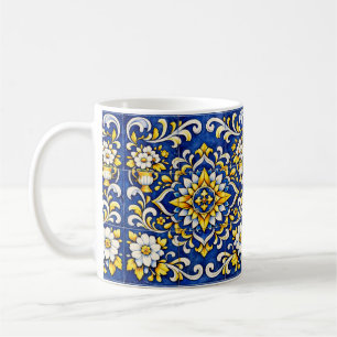 Café Vaso de Cobalt Azulejo Caneca