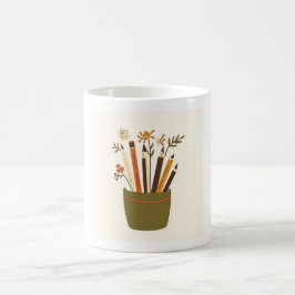 Café Vaso de Lápis Floral Caneca Estética