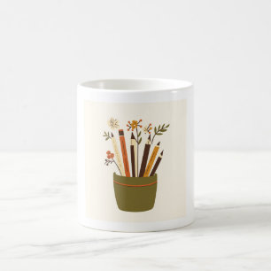 Café Vaso de Lápis Floral Caneca Estética