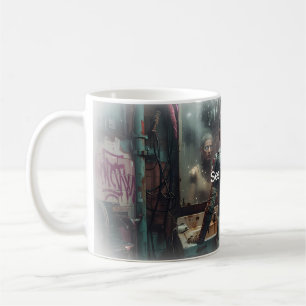Café 🤖 Veja a Si Mesmo Caneca de Android Cyberpunk