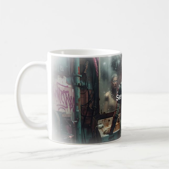 Café 🤖 Veja a Si Mesmo Caneca de Android Cyberpunk (Esquerda)