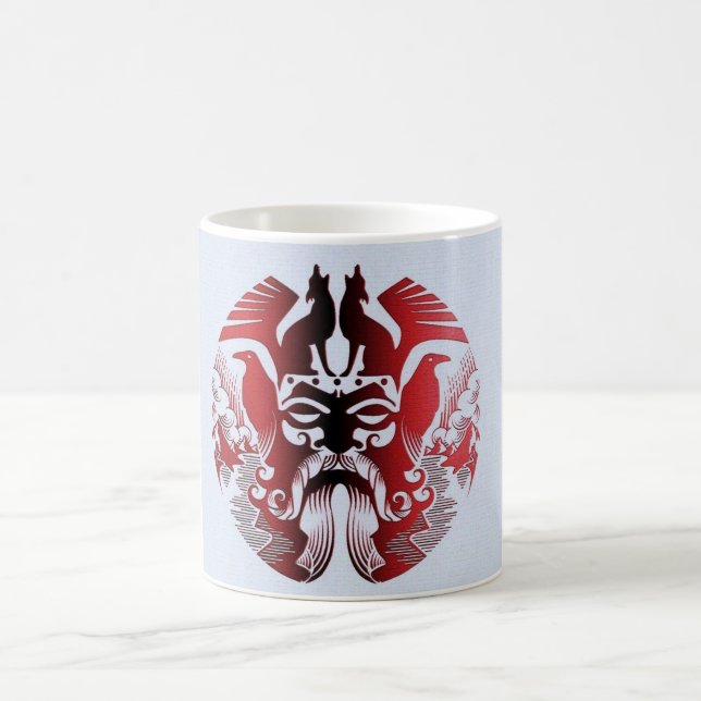 Café vermelho, caneca branca clássica de Odin (Centro)