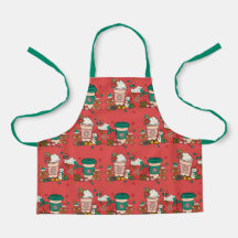 Café Vermelho Feriado Crianças Apron com Precinta 