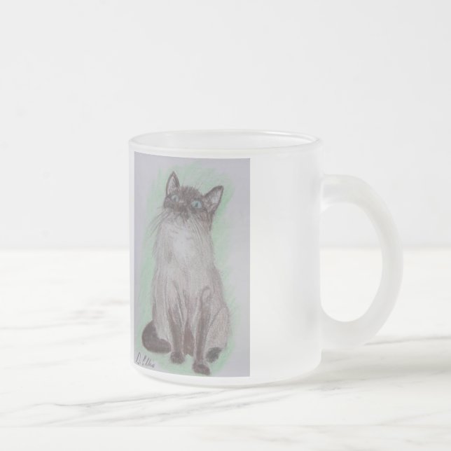 Café Vidro Jateado A caneca do fosco do gato Siamese de Birdwatcher (Direita)
