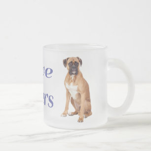Café Vidro Jateado Caixa de Amor Cachorro Boxer Azul Caneca de Viagem