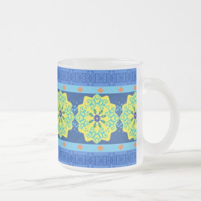 Café Vidro Jateado Caneca 02 do azulejo de Morroccan (Direita)
