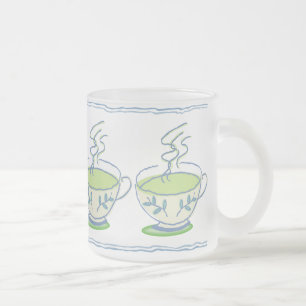 Café Vidro Jateado Caneca azul do grupo de chá