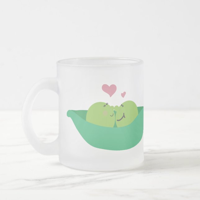 Café Vidro Jateado Caneca canhota dos queridos do vagem de ervilha (Esquerda)