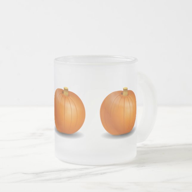 Café Vidro Jateado Caneca com Abóbora de Halloween/Outono Congelada (Frente Esquerda)
