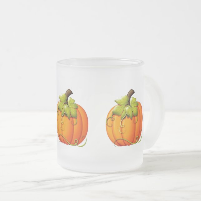 Café Vidro Jateado Caneca com Abóbora de Outono/ Halloween Geada (Frente Esquerda)