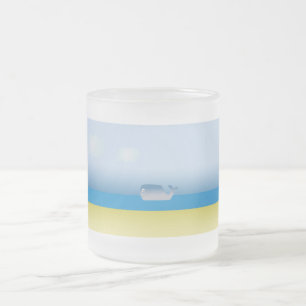 Café Vidro Jateado Caneca com baleia de desenho animado 