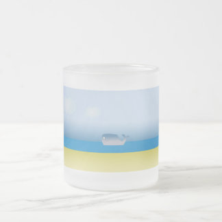 Café Vidro Jateado Caneca com baleia de desenho animado