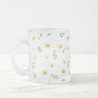 Café Vidro Jateado Caneca com padrão de flores de margarida