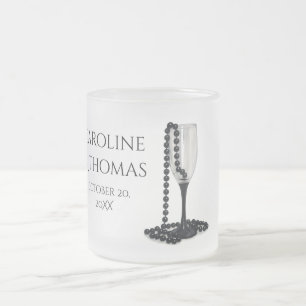 Café Vidro Jateado Caneca Comemorativa de Casamento Design Elegante P